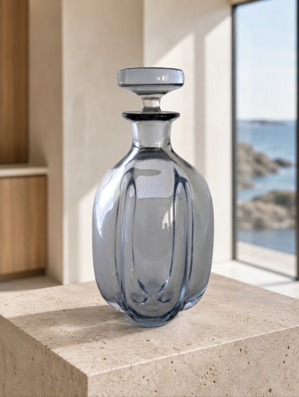 Strombergshyttan Osborne Art Deco Swedish Glass Decanter Signed E07 1940s